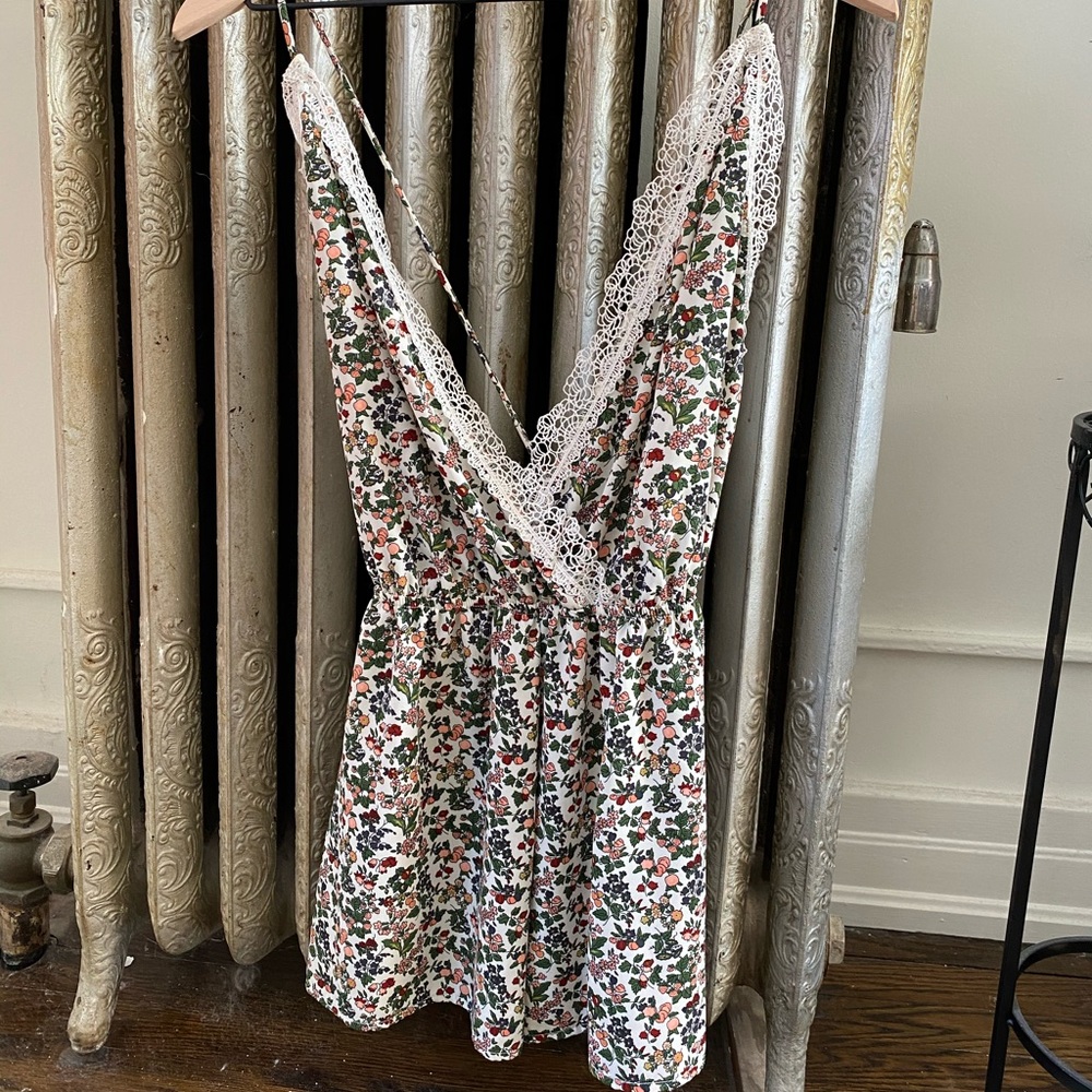 Low Tie back lacy floral romper